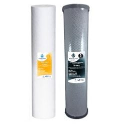 20″ Sediment and Silver Carbon Replacement Filters for Chlorine, Taste and Odour, VOCs, Pesticides and Herbicides Reduction - Bacteriostatic 2nd Stage Filter