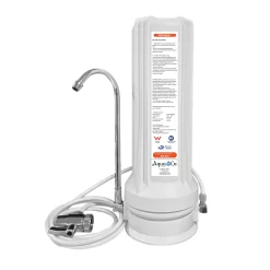 White Single Benchtop Water Filter with Disruptor®- Attaches to your existing faucet